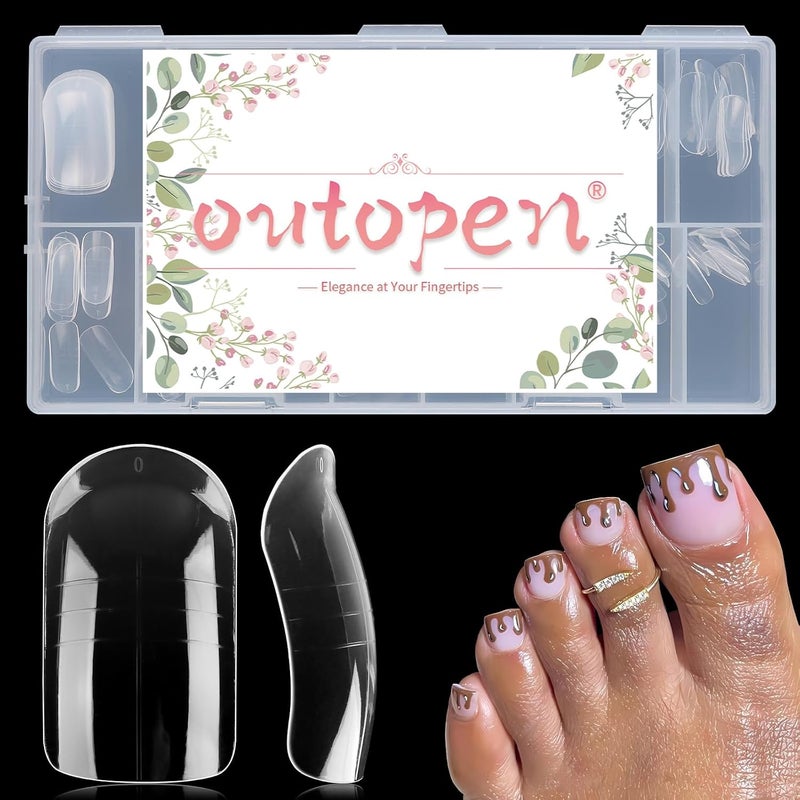 Outopen 300pcs Wide Square Toe Nail Forms Clear Toenail Extension Nail Mold Full Cover Nail Art Mold for Toes for Wide Nail Beds Acrylic Extension Nail Forms for Beginners DIY Manicure, 15 Sizes - Image 5